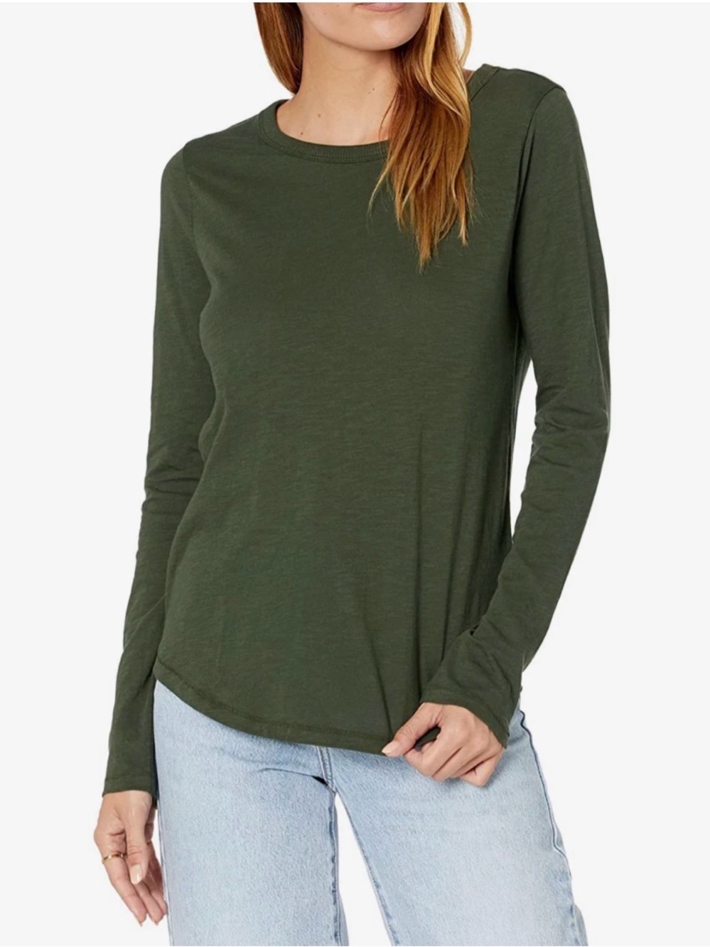 Madewell Olive Green Long Sleeve Crew Top 100% Cotton ✨ - Picture 2 of 10